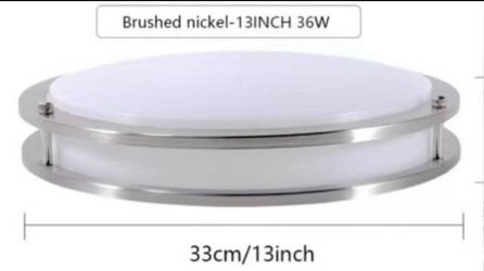 13 Inch 36W Ceiling Light – Brushed Nickel Double-Ring, ETL Certified