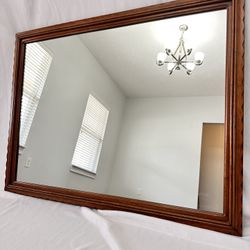 DARK WALNUT ANTIQUE MIRROR BY DAVIS - EXCELLENT CONDITION