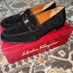 RARE Salvatore Ferragamo "Friar" Suede Bit Loafers – Studio Line – Black – 11D