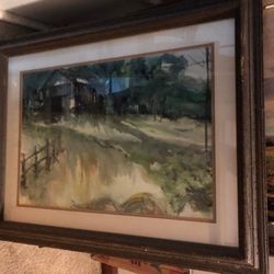 Farm House Scenic Framed Picture Decent Size