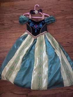 Disney Frozen Princess Anna Coronation Dress & Choker size 3-4 kids
