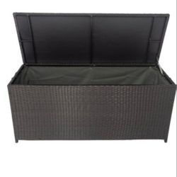 Wicker Storage Bench for Indoor, Outdoor