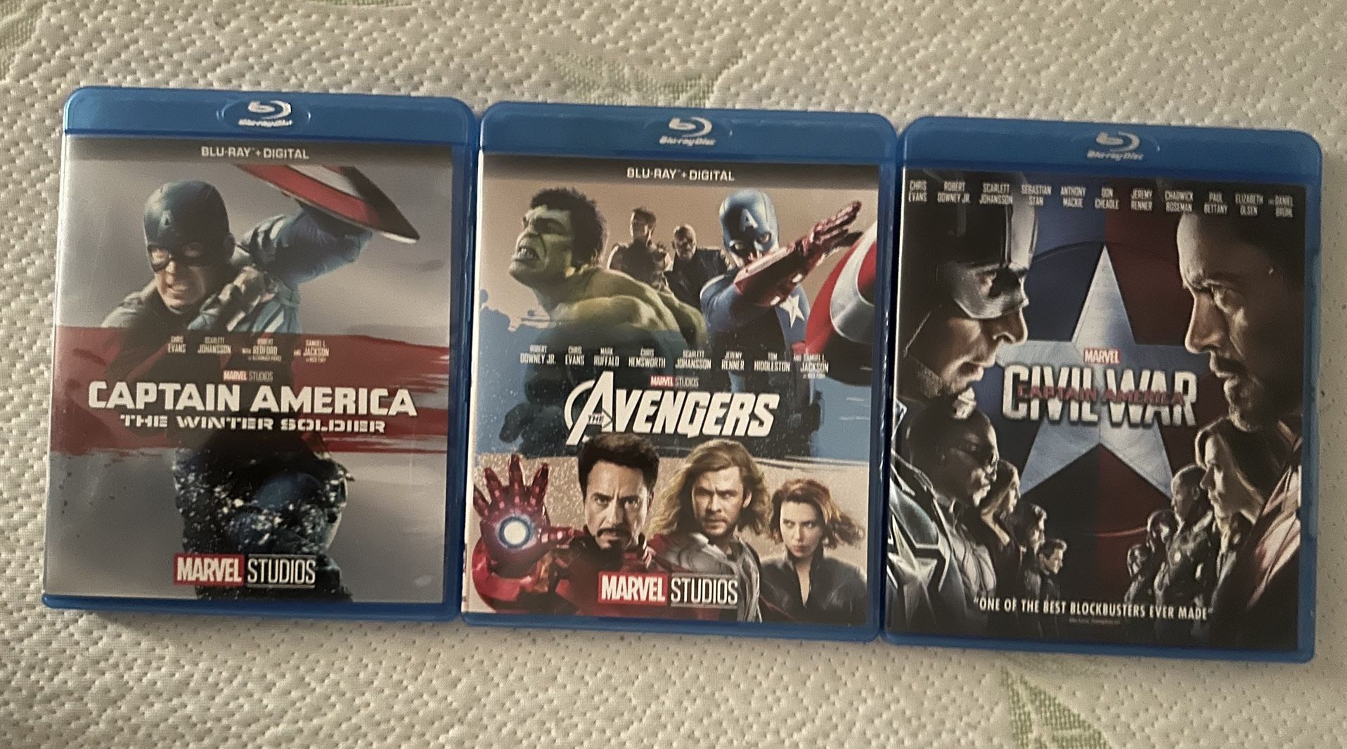 Marvel Movie Blue Ray DVD’s ($5 Each)