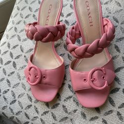 New Pink Coach Low Heel Sandals 