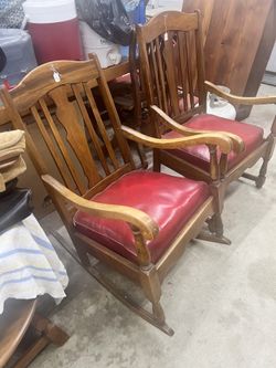Vintage Leather Rocker And Chair Set