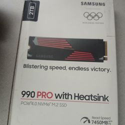 SAMSUNG SSD 990 PRO + Heatsink 2TB, PCIe 4.0, Compatible with PlayStation 5, Internal - MZ-V9P2T0GW