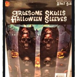 ☠️ Gruesome Skulls ☠️ 1-pair  Of Halloween Sleeves - Adult Size *NIP*