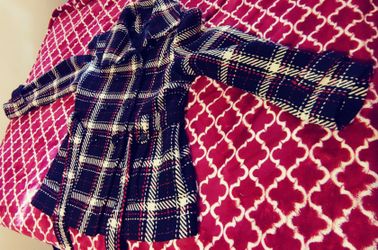 Anne Klein Women's Plaid. Wool blend Double Breasted Jacket