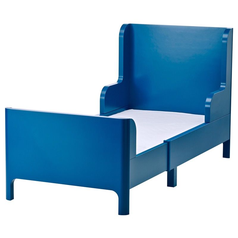 IKEA Busunge Extendable Toddler-to-Twin Bed + Mattress, excellent condition