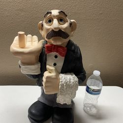Vintage Chalkware ?? Resin ?? Butler Statue Resin Butler Toilet Paper Holder 
