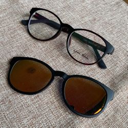 Eyeglass Frame With Polarized Clip On 