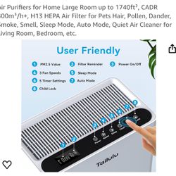 NEW IN BOX Tailulu Air Purifiers for Home Large Room up to 1740ft²