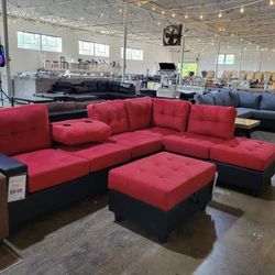 Cupholder Sectional With Free Storage Ottoman ( Ask For Jose )