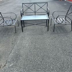 Beautiful Aluminum Outdoor Conversation Set Bench, 2 Chairs and Coffee Table OBO***