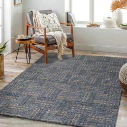 8/10 Outdoor Indoor Gray Blue Modern Rug