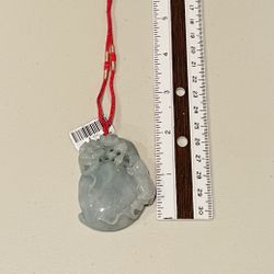Jade Peach Pendant On String Necklace