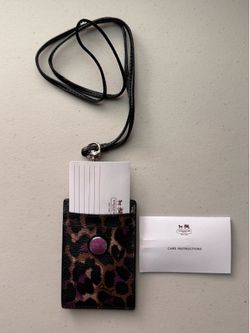 NWT Coach leopard authentic badge holder- new with tags