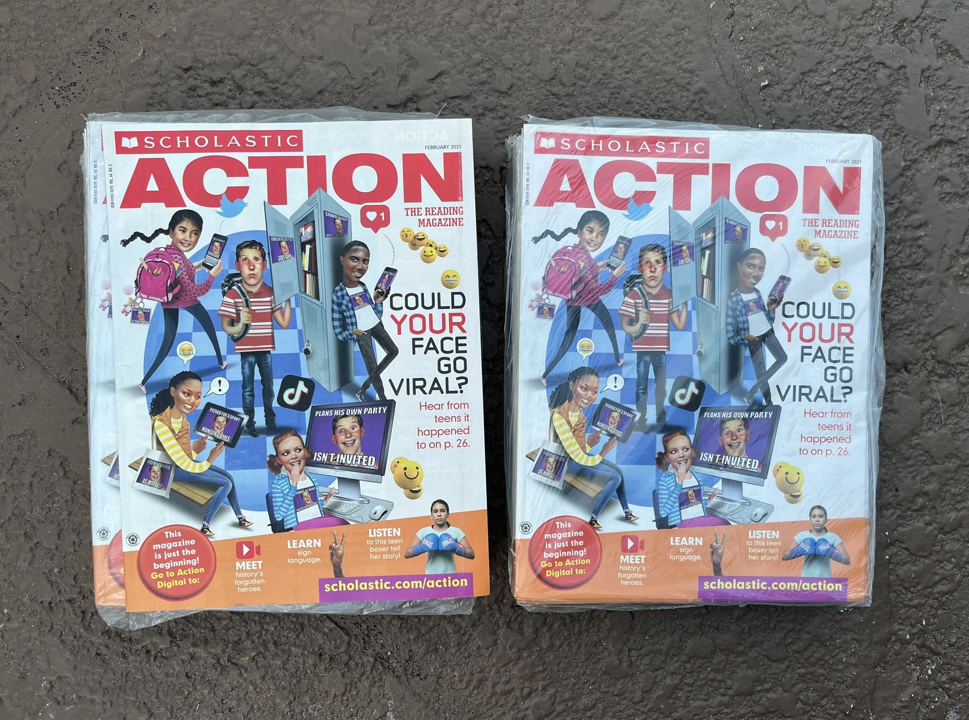 65 Brand new Scholastic Action Magazine, 2 teacher’s editions, and digital subscription