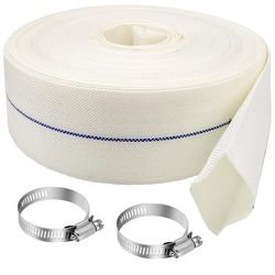 AHZEMEPINYO 2 INCH X 164FT POOL BACKWASH HOSE HEAVY DUTY DRAIN DISCHARGE HOSE WITH 2 CLAMPS  WEATHERPROOF BURST RESISTANT