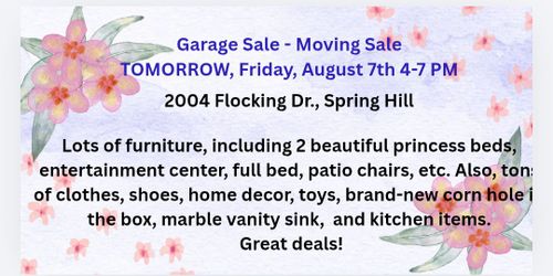 Garage Sale tomorrow Friday