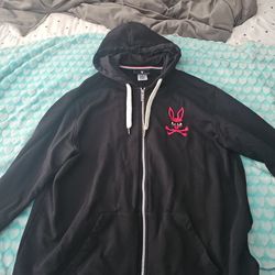 Black Psycho Bunny Size 8 Men's Zip Up Sweatshirt 