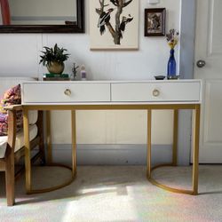 White And Gold Desk  /  Vanity