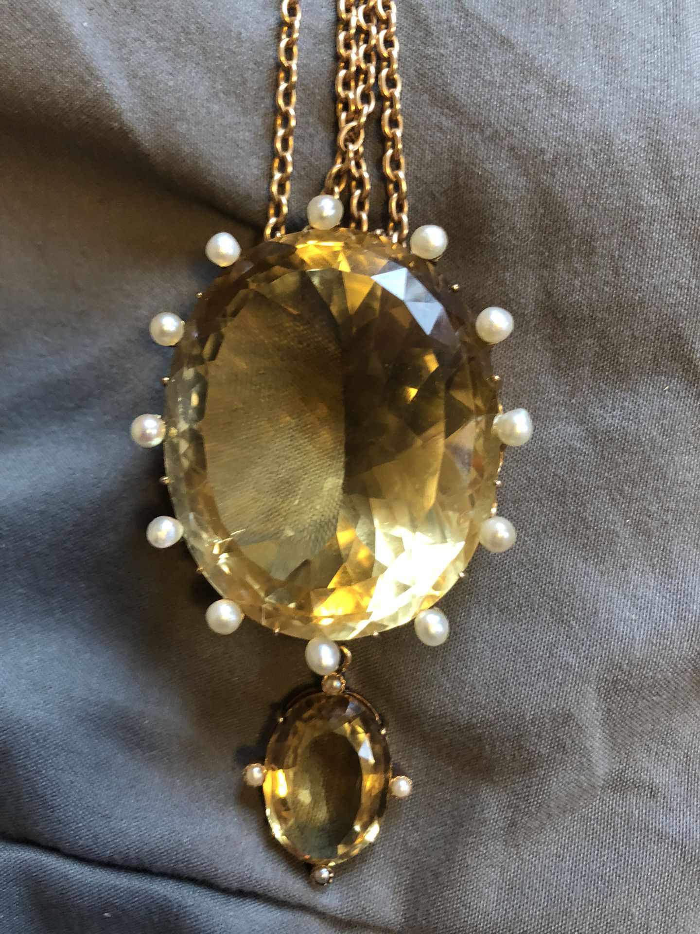 beautiful Victorian Citrine pendant and ring set