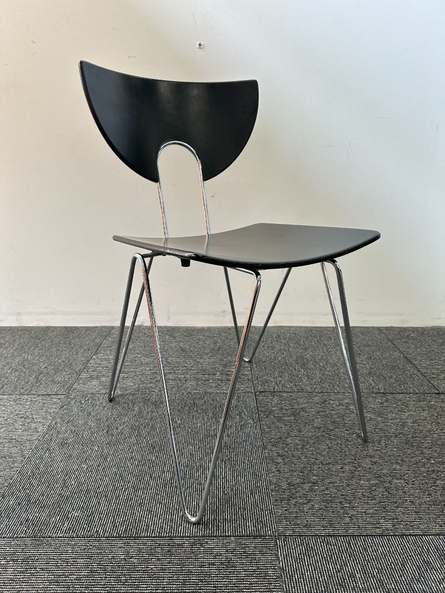 Kusch & Co Mikado 1800 Stackable Side Chairs by Walter Leeman, Half Moon Back