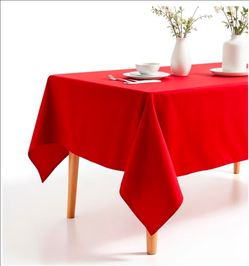 Red Rectangle Table Cloth 52 x 70 Inch, Wipe Clean Stain Resistant Waterproof