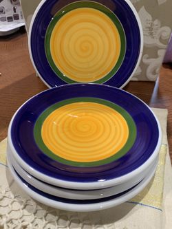 Set of 4 striped plates 8” La Primula Italy