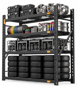 Storage shelves 6000LBS Heavy Duty Storage Shelves, 61''W x 24''D x 72''H Metal Garage Shelving unit with Magnetic Label, Upgraded Structure, Solid St