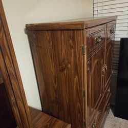 Dresser, armoire, night stand and mint green lamp