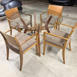 Glass / Wood Table & 4 Chairs