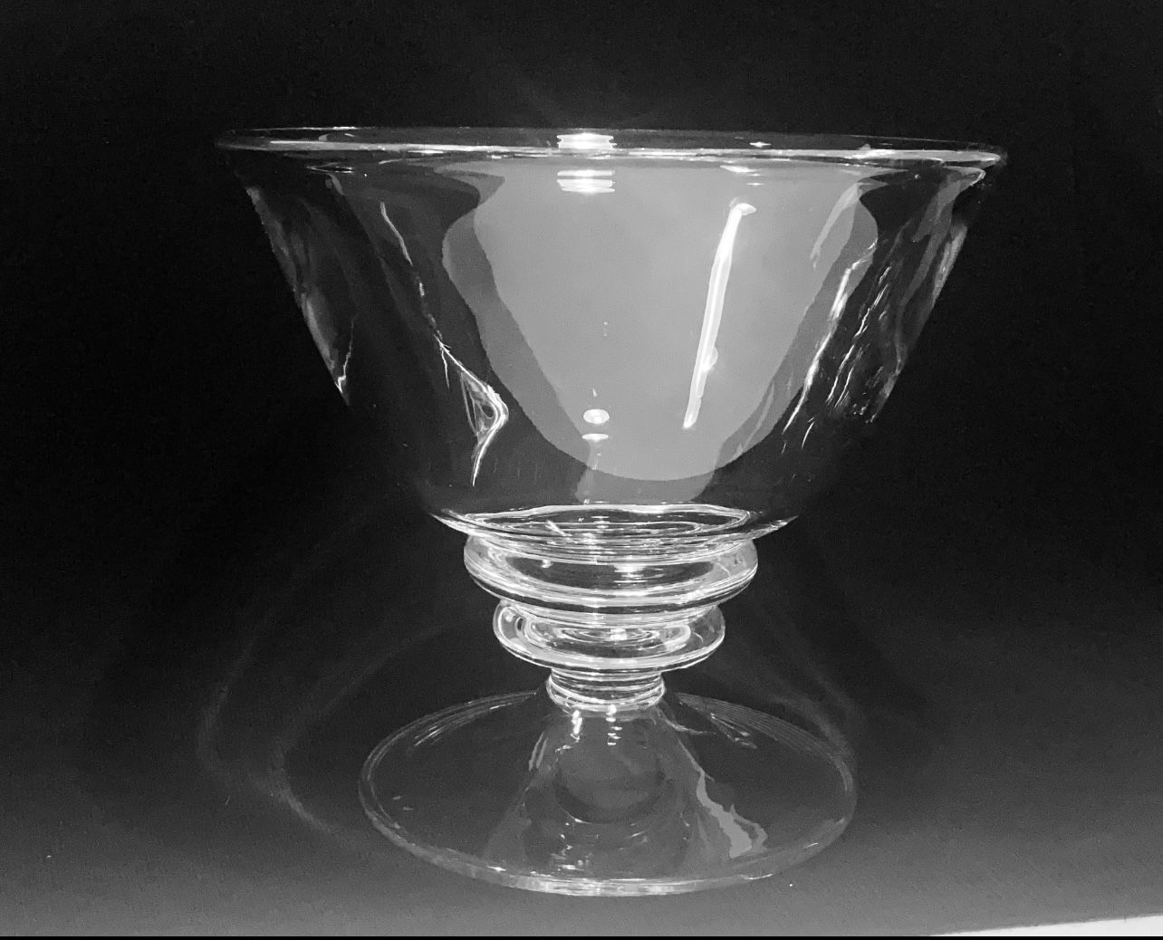 Vintage Simon Pierce Hartland Pedestal Crystal Glass Center Bowl 8” Tall