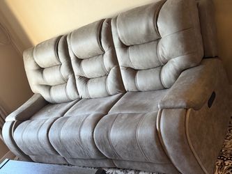Gray Tufted Reclining Sofa