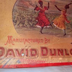 VTG BANJO TOBACCO MFG DAVID DUNLOP PETERSBURG VA 9" X 17.25" EMBOSSED TIN SIGN