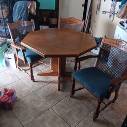 Dining Table W/ 3 Rolling Chairs