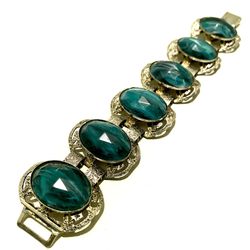 Vintage Chunky Faux Faceted Stone Bracelet w/ Clasp