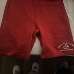 Red Chrome Heart Shorts