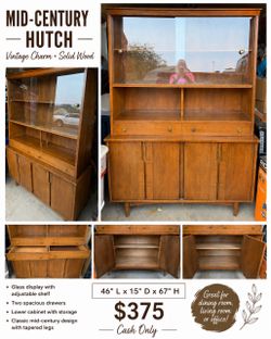 🌿Vintage Mid-Century Hutch / Display Cabinet