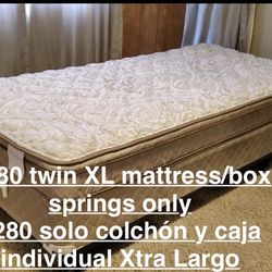 $280/$360–Twin XL mattresses and box springs . Metal frames are sold separately. ——(USED NOT NEW) for seriously interested people only-messages only t