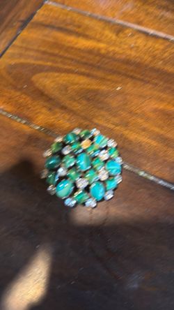 Turquoise Stone Cluster Brooch Pin