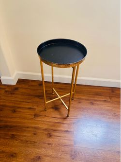 Glam Gold & Black Accent Side Table / Plant Stand