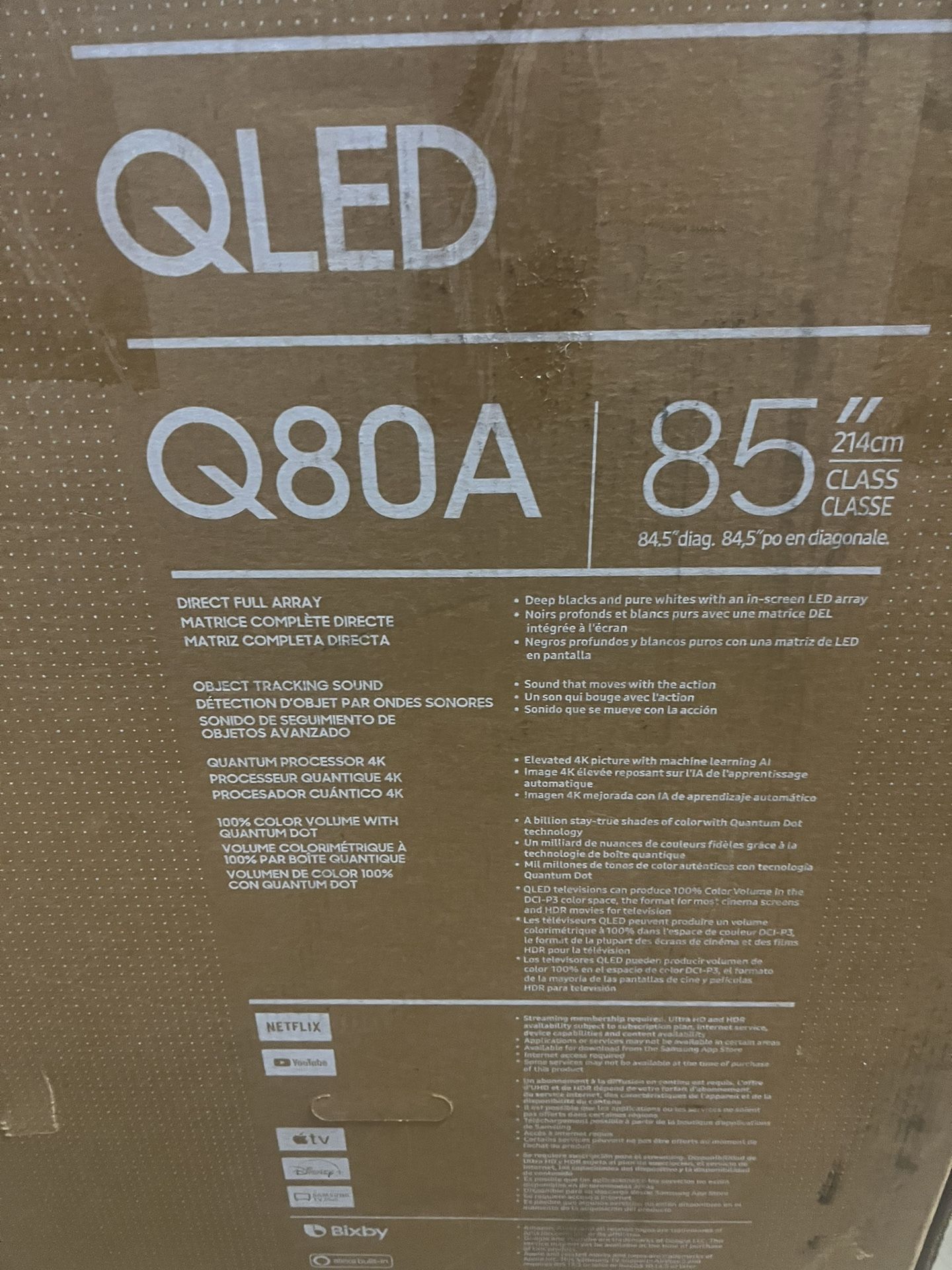 SAMSUNG 85 Inch Class QLED Q80A Series 4K UHD Direct Full Array Quantum HDR 12x Smart TV with Alexa Built in and 6 Speaker Object Tracking Sound 6