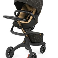 700$ Stokke Stroller Black And Gold Winter Kit And New Born Basket Available 