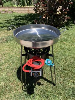 Set de 3ps con quemador y base y comal de acero inoxidable
