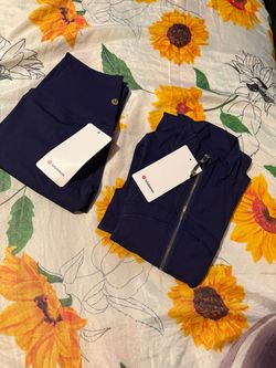 Lululemon Navy Leggings and Zip Jacket Set