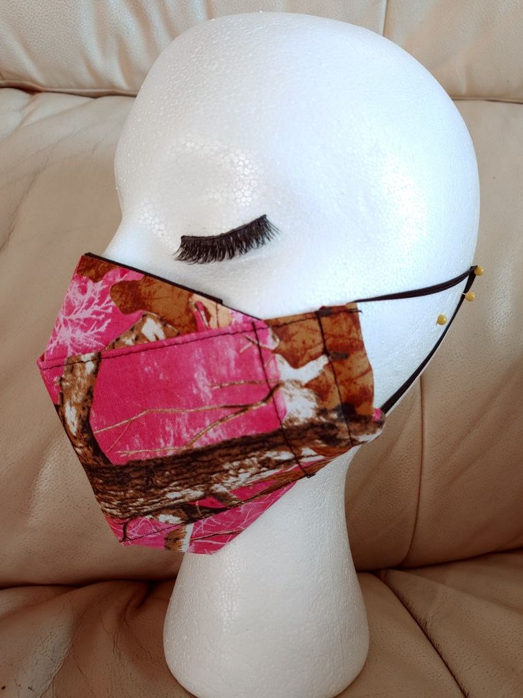 Pink camo face mask