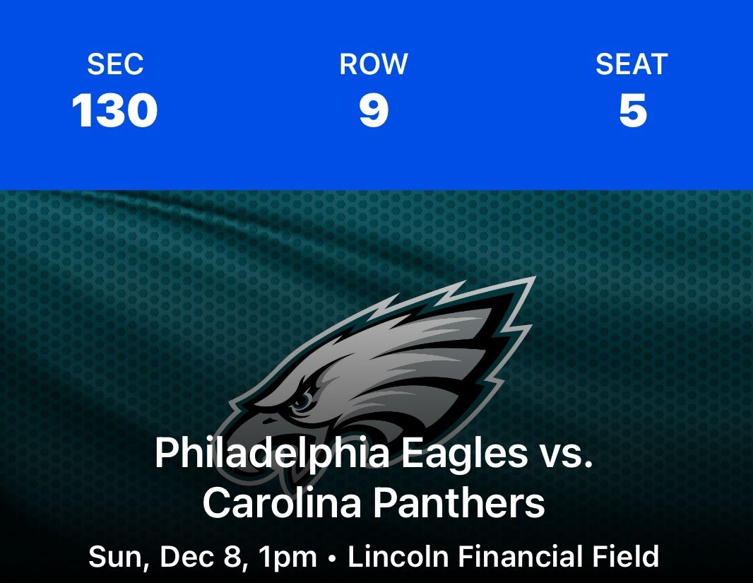 Philadelphia Eagles Vs Carolina Panthers Dec 8th