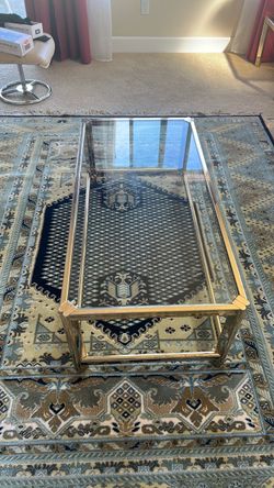 2 Glass Top Coffee Table with Gold Frame & table lamp Bundle